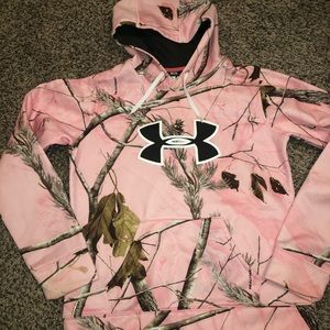 UA pink camouflage real tree hoodie